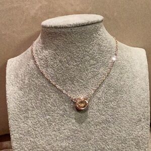 T Tahari Rosegold Bezel Pendant 15-18”